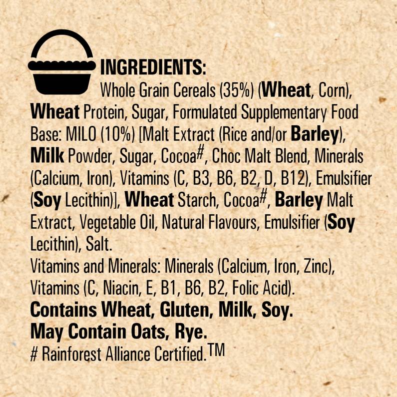 Milo® Protein 535g - Ingredient List